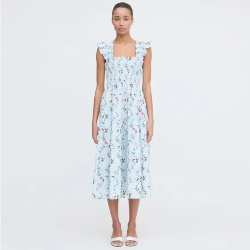 HILL HOUSE HOME Ellie Nap Dress Blue Pond Floral Print - M